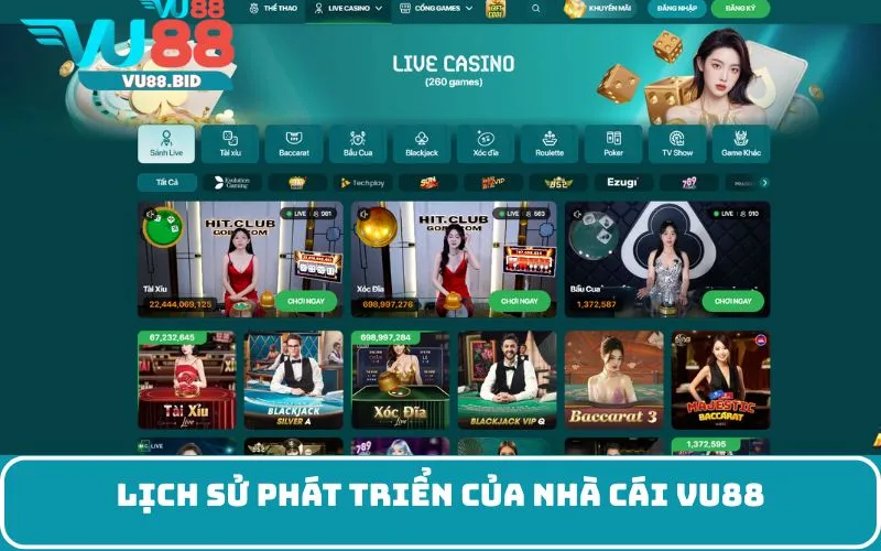 Lịch sử phát triển của nhà cái VU88