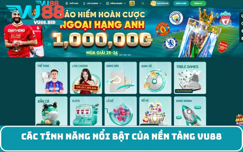 Các tính năng nổi bật của nền tảng VU88
